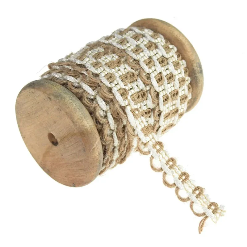 1 2 jute lace mesh on wooden spool 10 yards