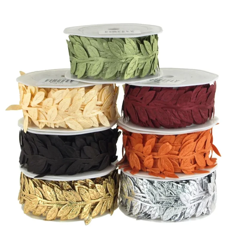 1 4 polyester leaf ribbon garland 10 yds