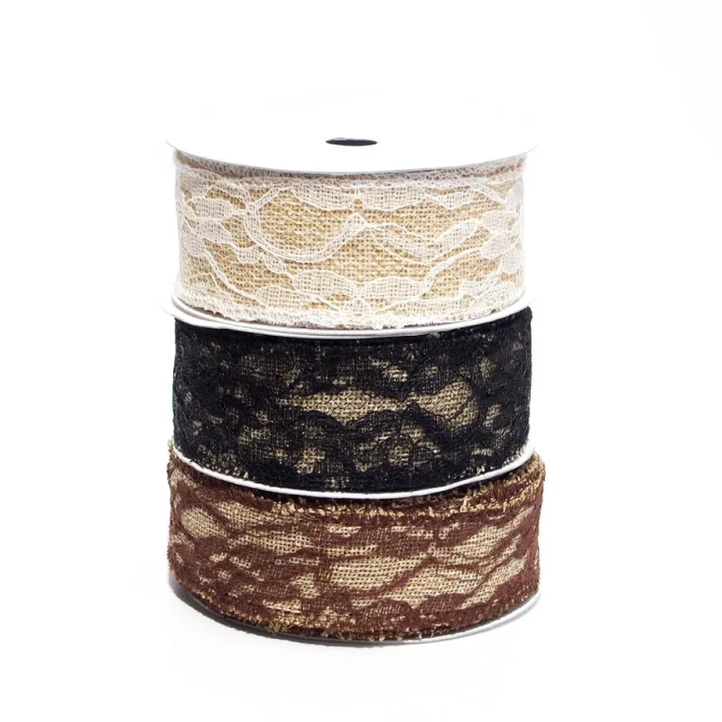 1 5 inch faux burlap ribbon 10 yard lace overlay