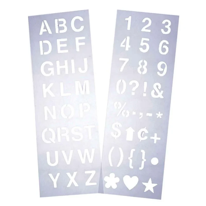 1 inch alphabet number stencil set 2 sheet pack