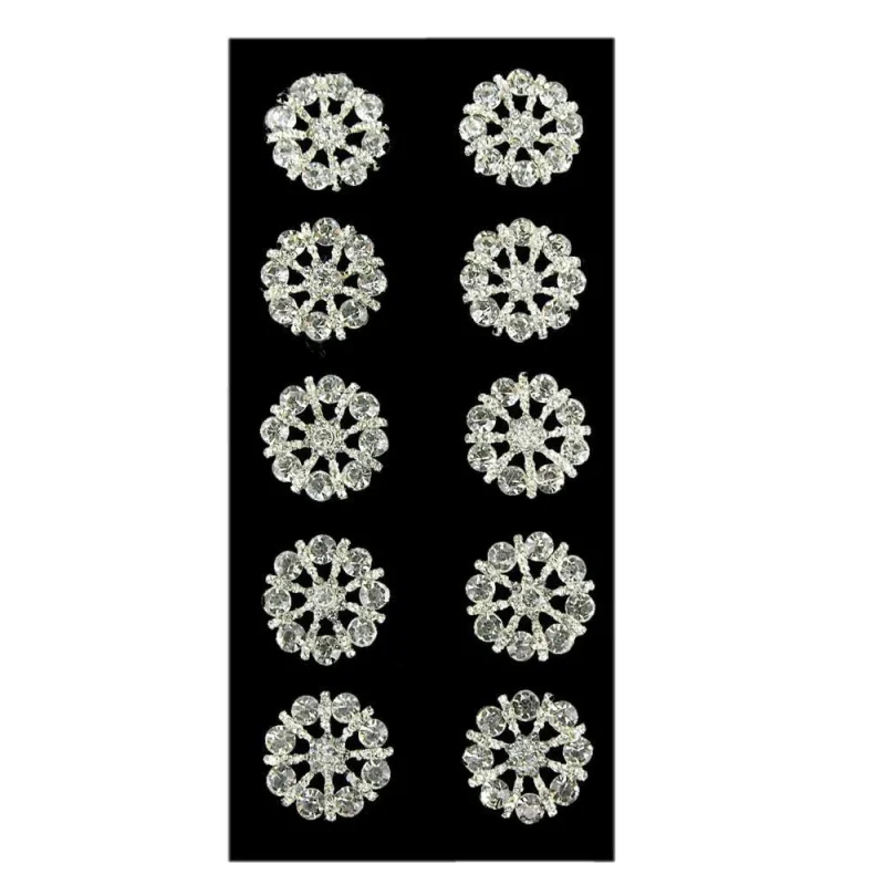 1 inch clear rhinestone floral wheel accessories pack of 10