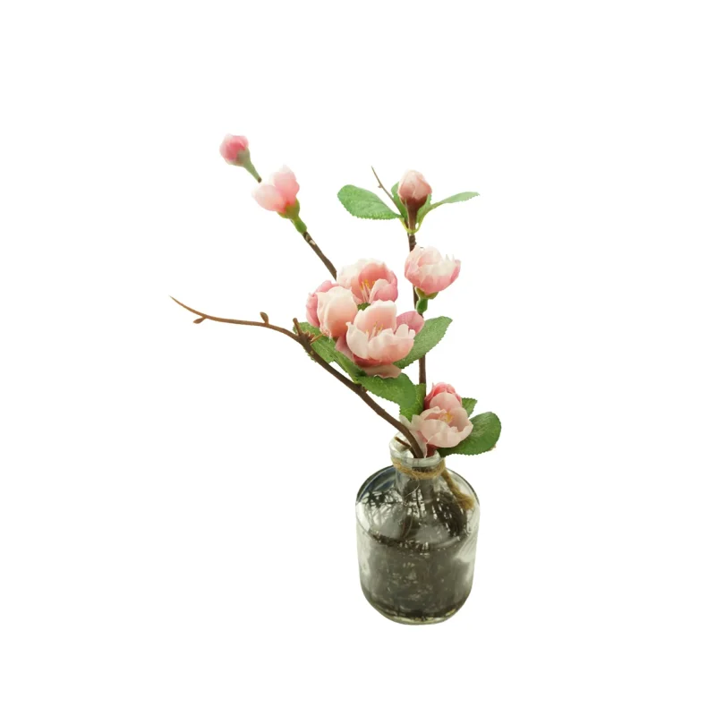 10 inch glass bottle with plum blossom branch d cor