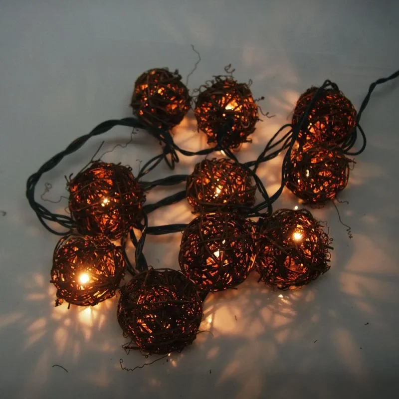 10 light rattan ball christmas set 2 inch