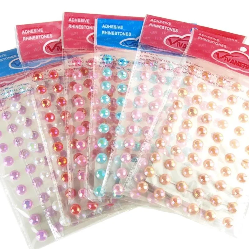 10mm self adhesive round plastic pearls 60 piece set