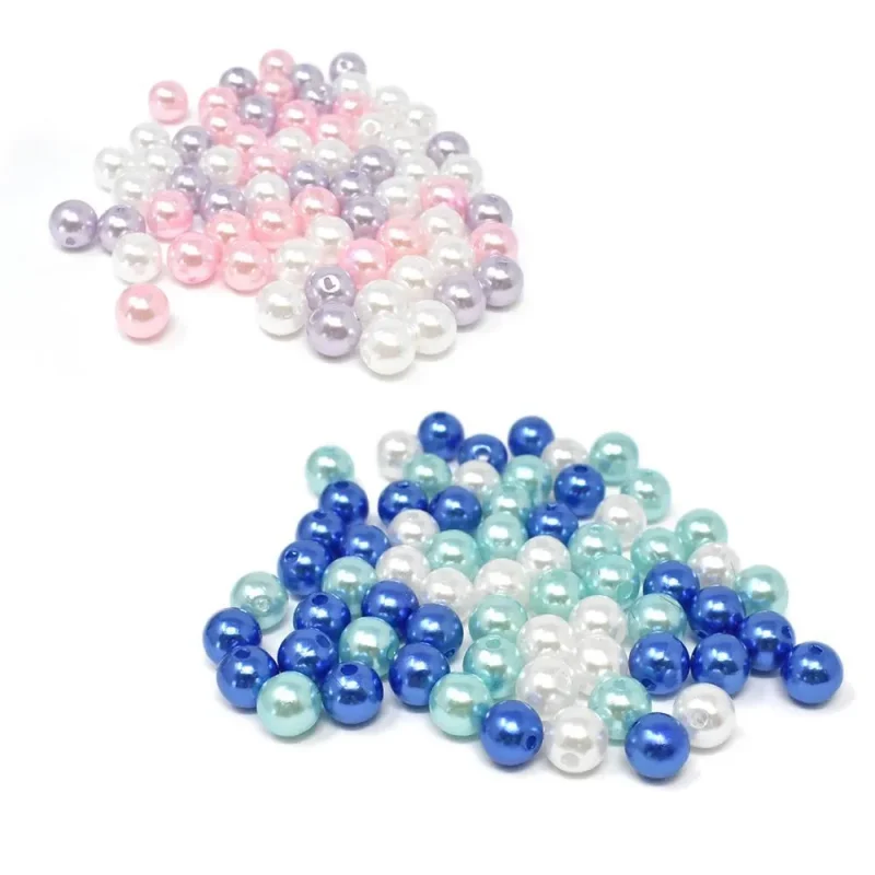 10mm tri color pearl plastic beads 70 piece set