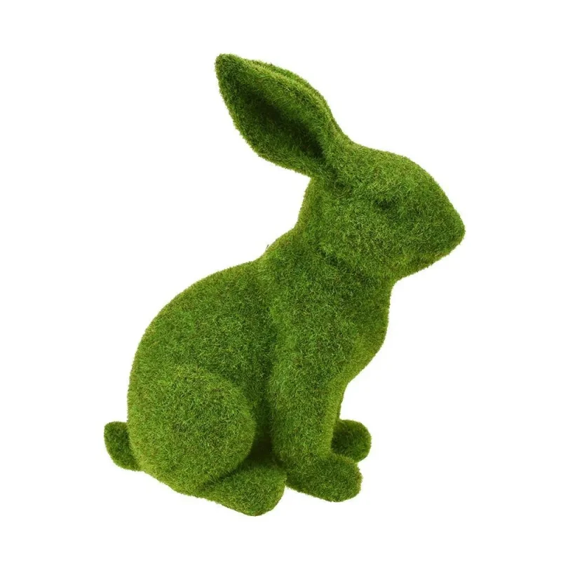 11 inch polyresin bunny with artificial moss adorable home decor