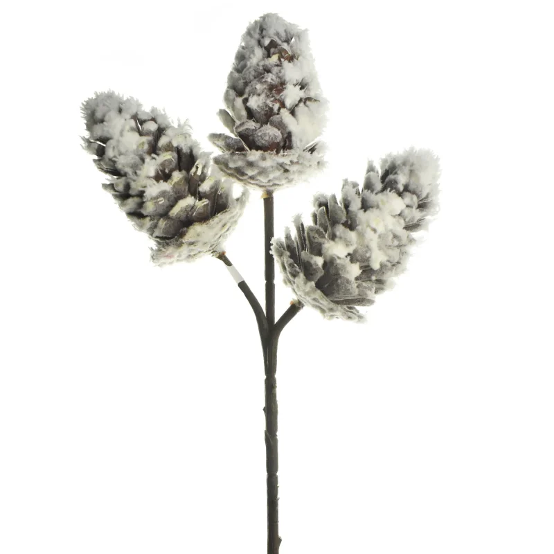 12 inch artificial snow covered pine cones pick