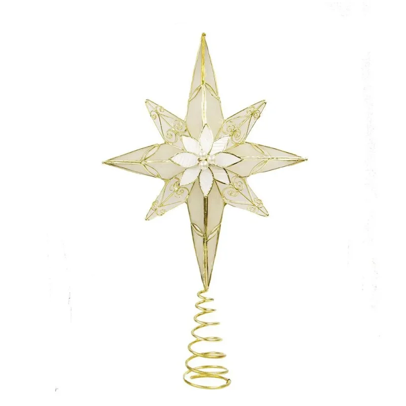 12 inch white gold glass bethlehem 8 point star treetop