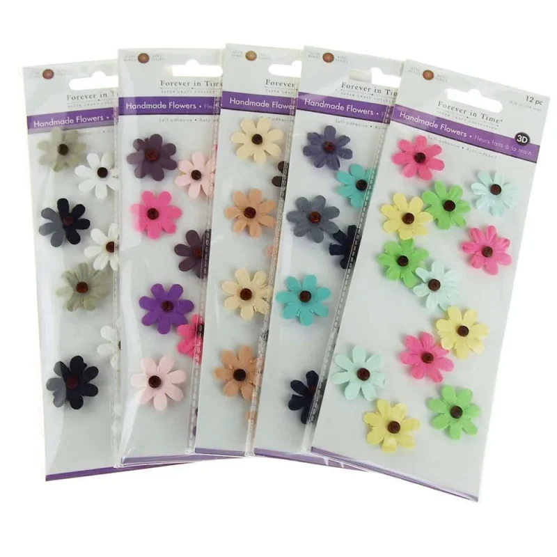 12 pack 1 inch self adhesive 3d paper flowers assortment