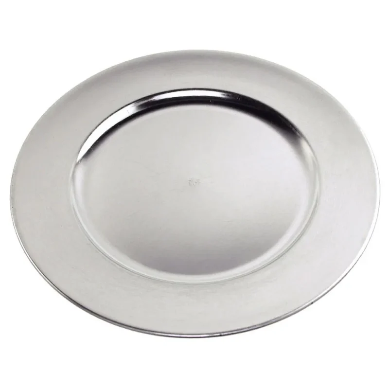 12 silver metallic round charger plate 1 pack