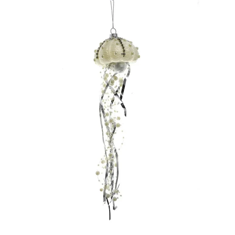 12 white jellyfish glass ornament