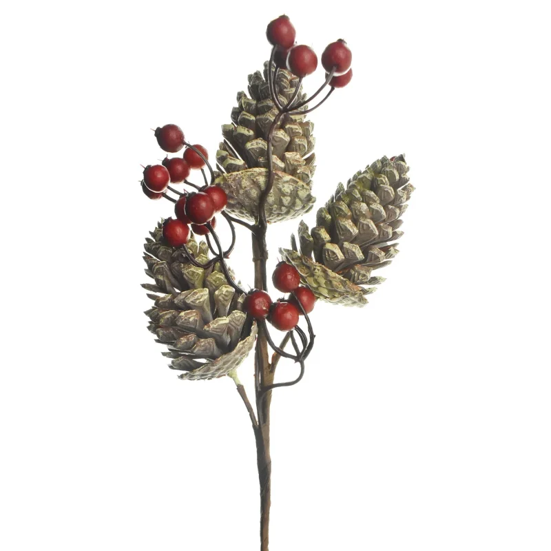 13 inch artificial berries pine cones pick