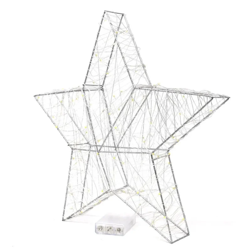 15 silver led metal christmas star stand