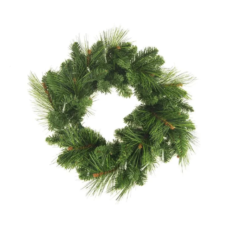 16 led green artificial pine christmas wreath