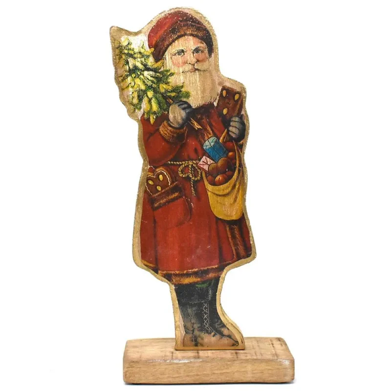 17 inch wooden santa tabletop christmas decoration with base