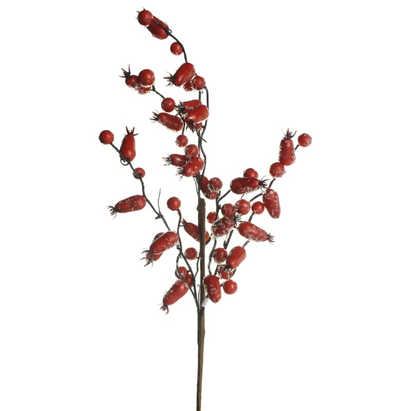 18 inch artificial iced rosehip stem