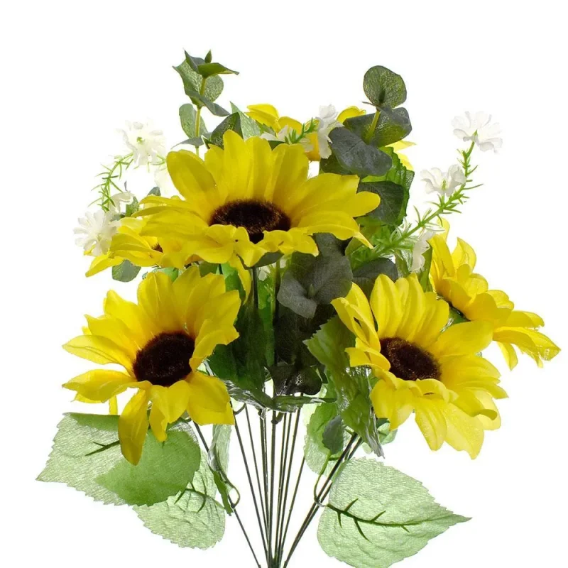 18 inch artificial yellow spring sunflower bush