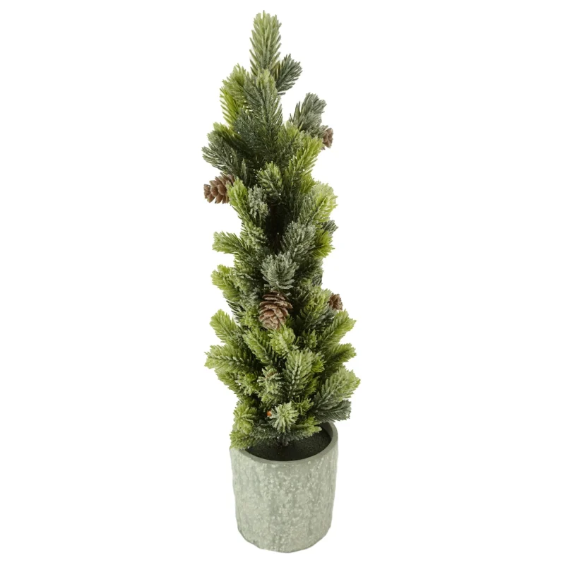 18 inch frosty snow mini tree with pinecones