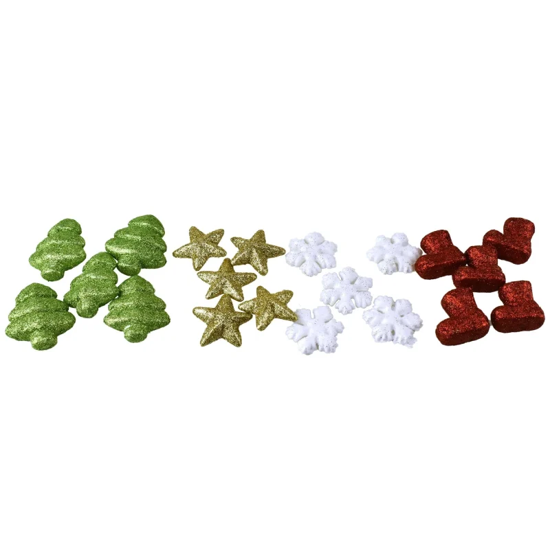 2 inch christmas glitter polyfoam shapes 20 piece set