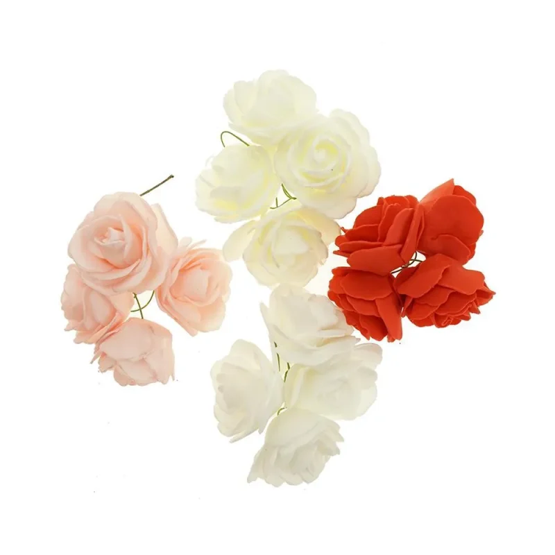 2 inch wire wrapped foam rose flowers 9 pack