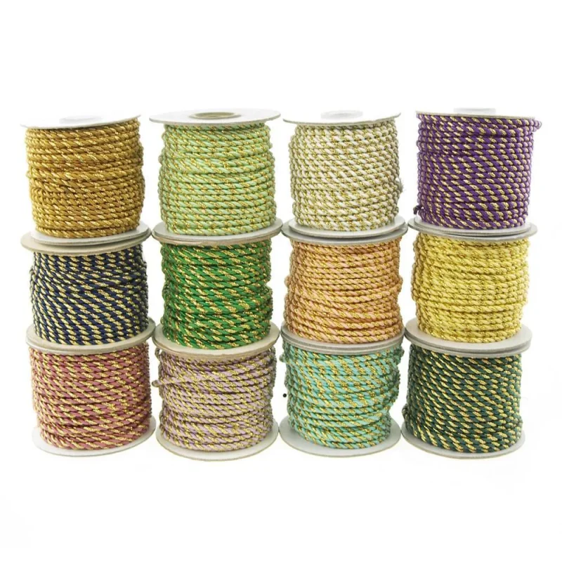 2 ply 3mm twisted gold cord 25 yard rope