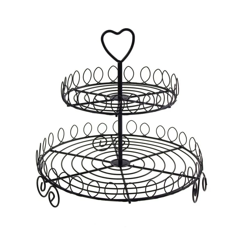 2 tier black metal wire cupcake stand 8 5 inch