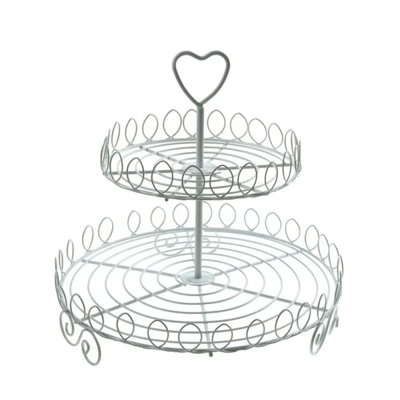 2 tier white metal wire cupcake stand 8 5 inch