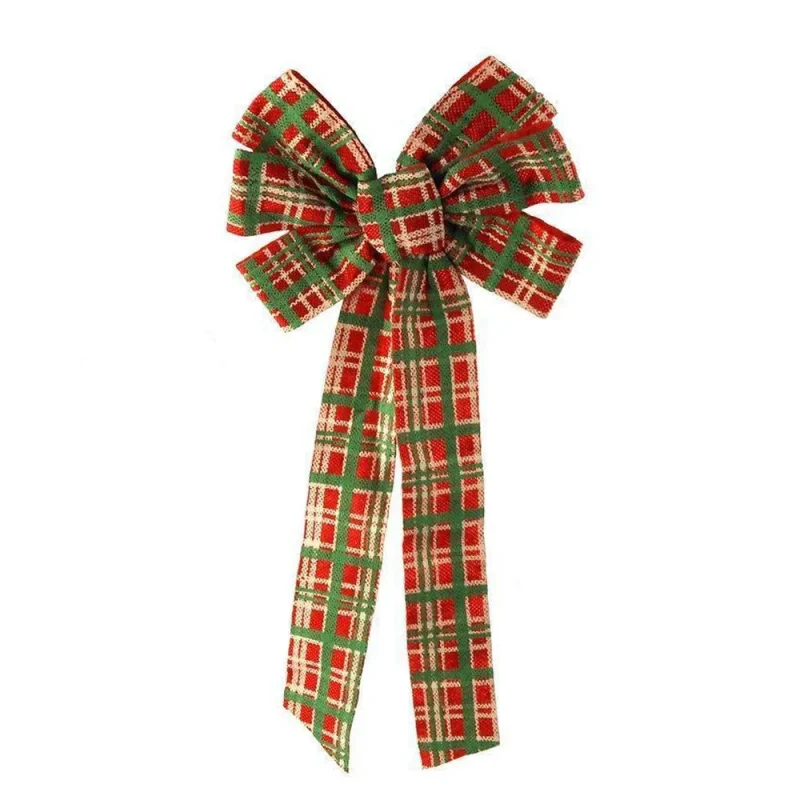 20 inch red green plaid felt christmas bow