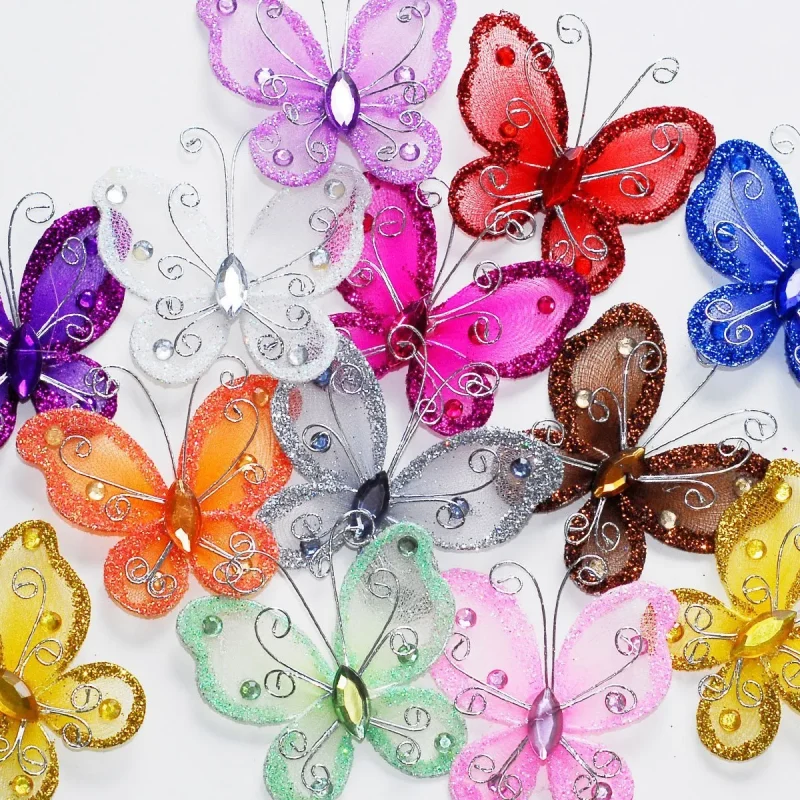 20 piece 2 inch glitter organza butterflies