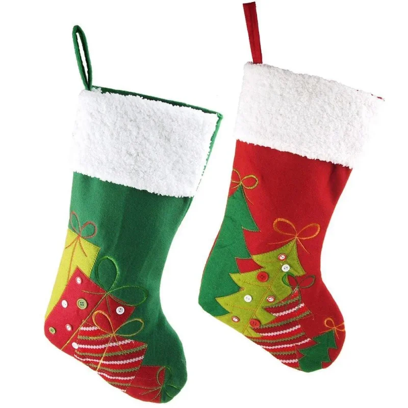 20 red green stockings white cuff set of 2 for christmas tree