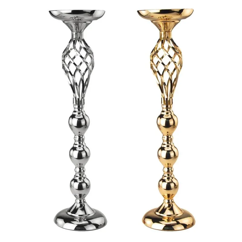 23 aluminum pillar candle holder with twisted vase design