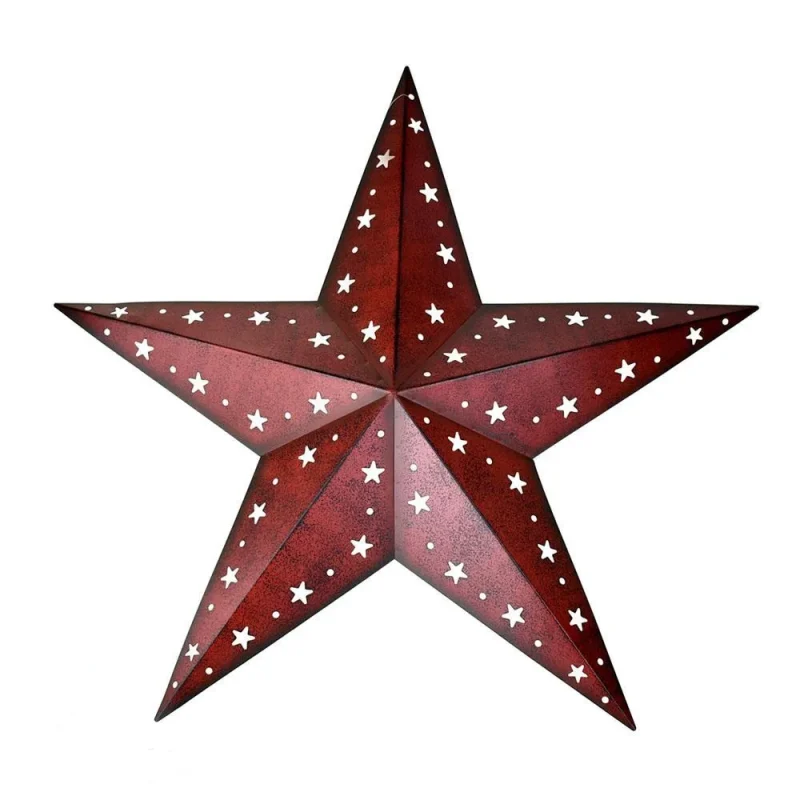 24 inch red metal star wall art large punch out decor