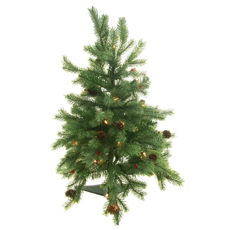 24 pre lit green christmas tree w red berries