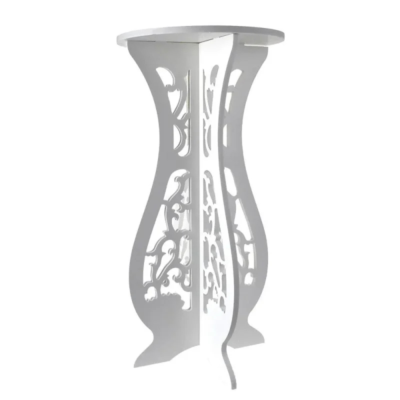 24 wooden accent pedestal stand with flourished design