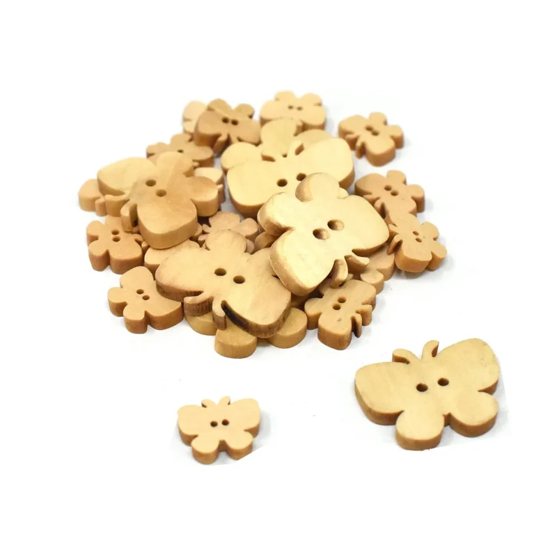 25 piece natural wood craft buttons assorted