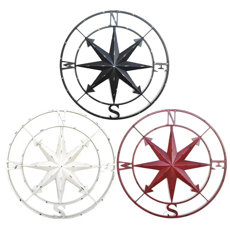 28 inch metal compass wall art sculpture