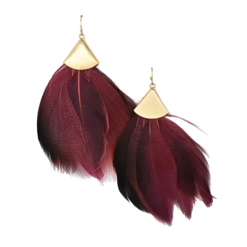 3 inch feathered drop earrings