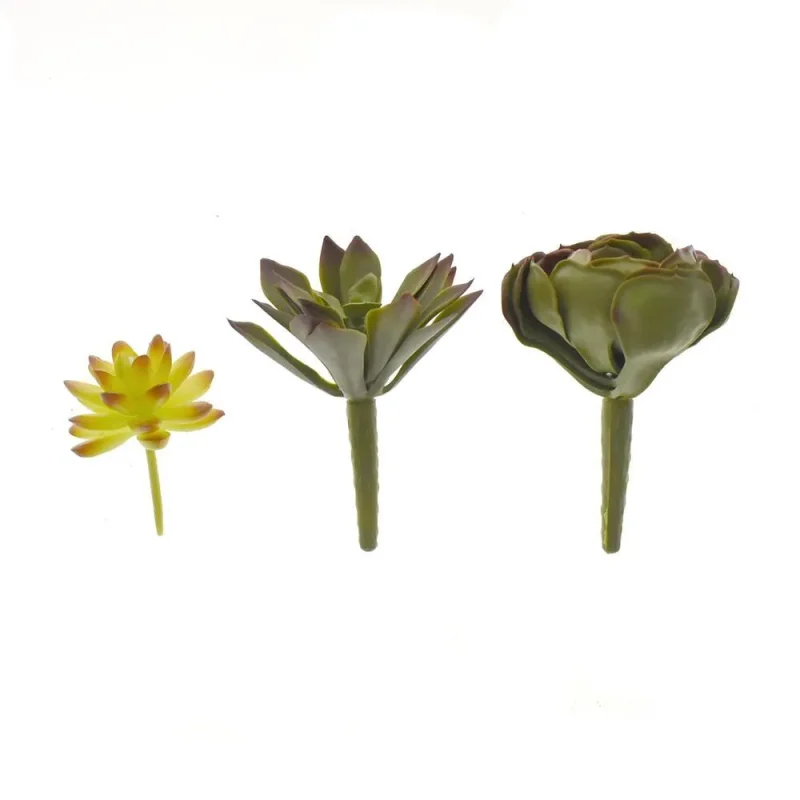 3 piece artificial succulent flower picks set