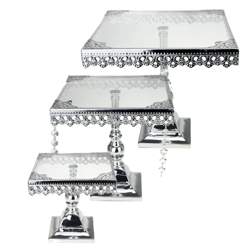 3 piece metal cake stand with glass top 10 75 inch