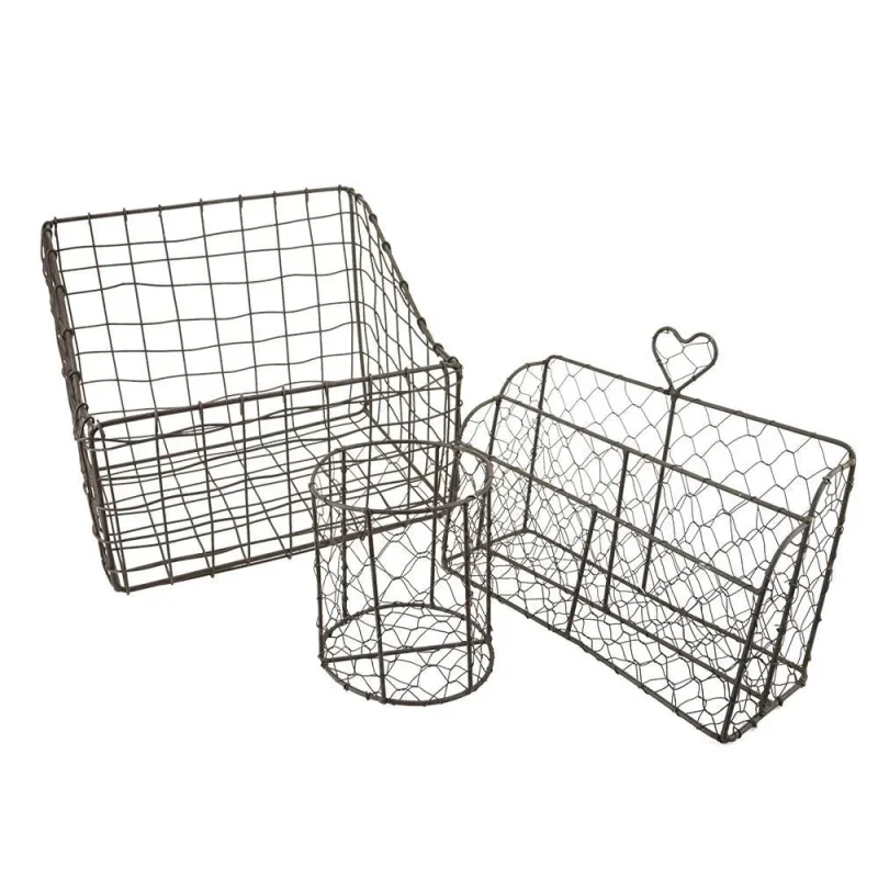 3 piece wire mesh basket set