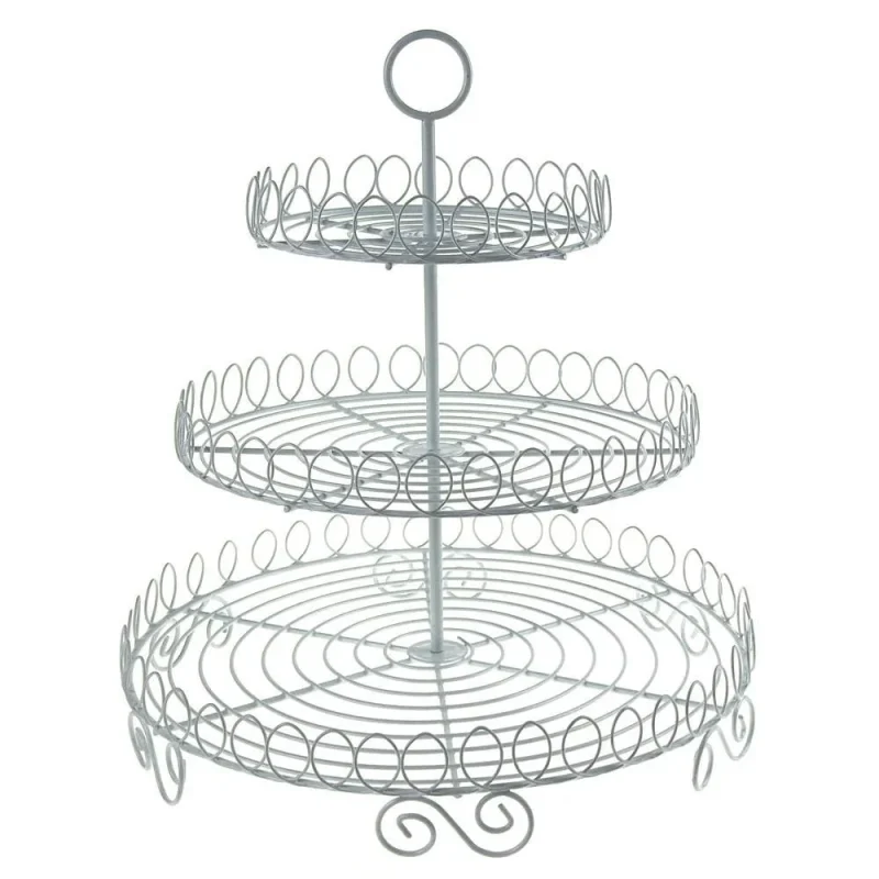 3 tier round metal cupcake stand 13 inch white