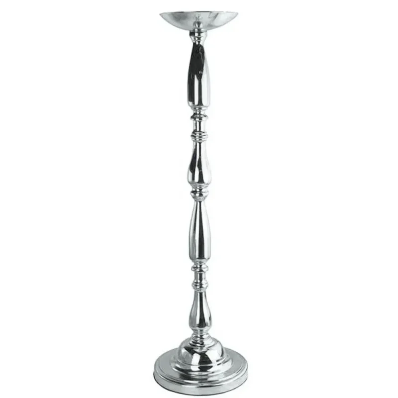 30 inch silver metal candle holder stand tall centerpiece