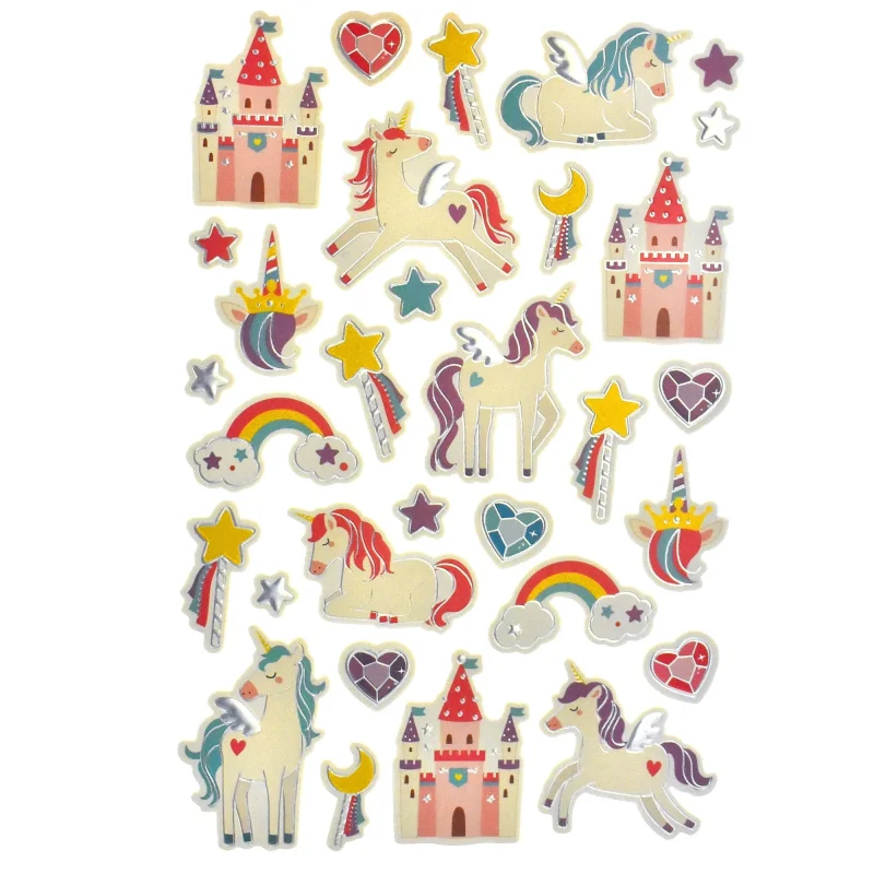 3d fantasy unicorn foam stickers 1 25 inch 32 pack