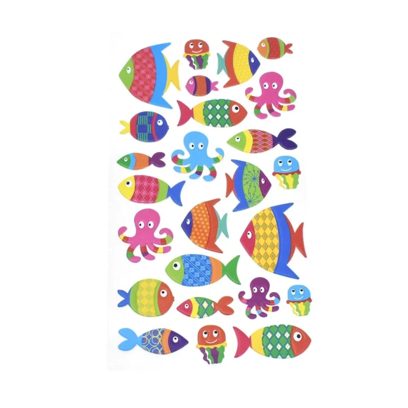 3d fish puffy stickers 25pcs colorful designs