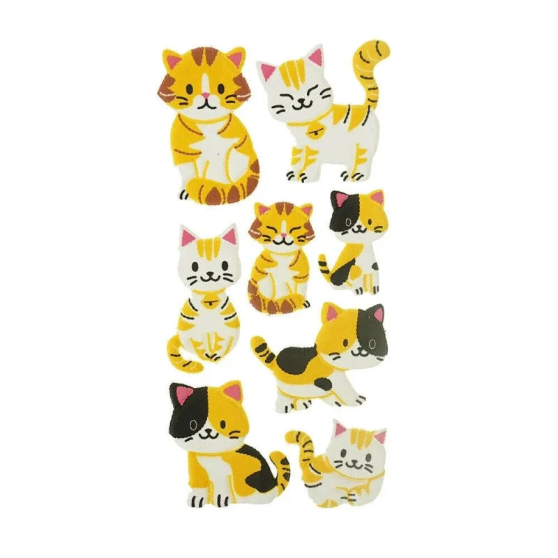 3d flocked cat clique stickers 8 piece set