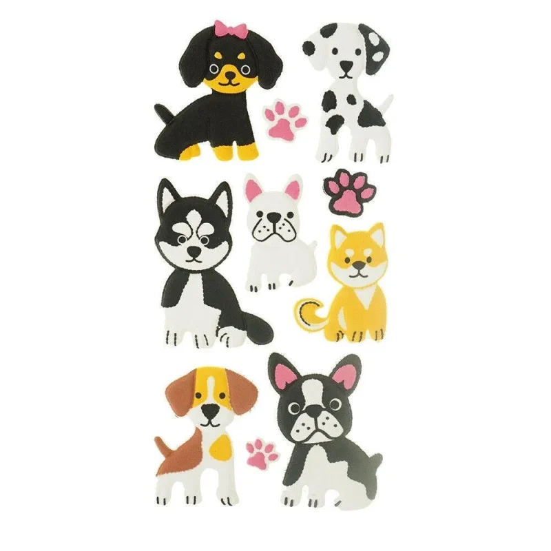 3d flocked puppy pals stickers set 10 pack