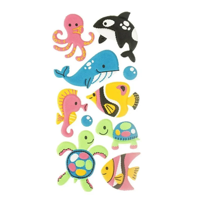 3d flocked sea creature stickers 10 pack