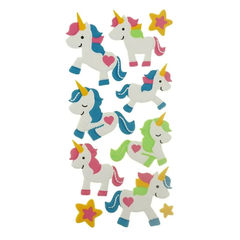 3d flocked unicorn love stickers 10 pack