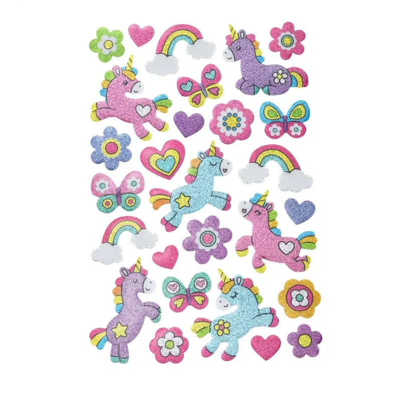 3d glitter unicorn foam stickers 27 pack