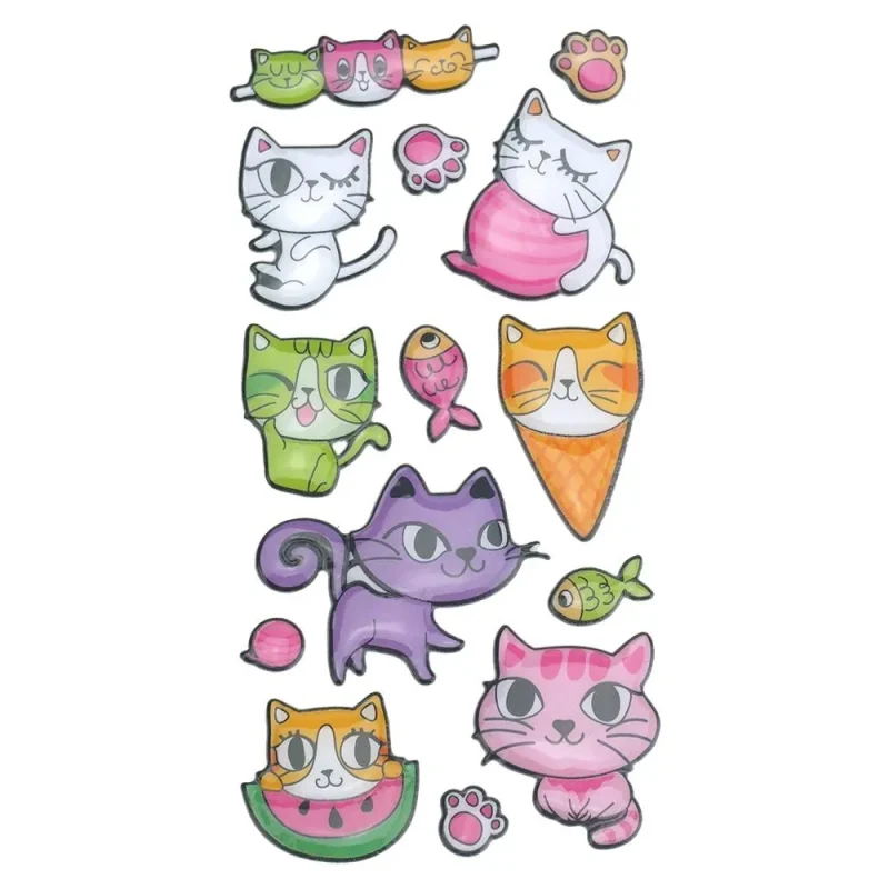 3d glossy cat puffy stickers 12 pack